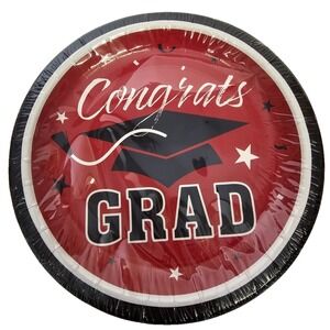 Oriental Trading red black and white graduation paper dessert plates 25ct